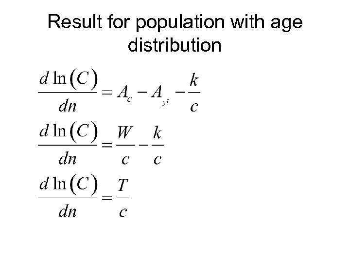 Result for population with age distribution 