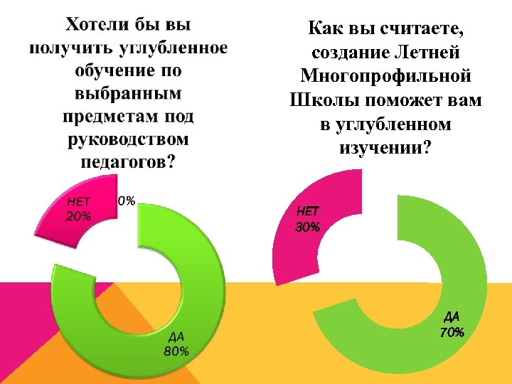 Как вы считаете, создание Летней Многопрофильной Школы поможет вам в углубленном изучении? НЕТ 30%