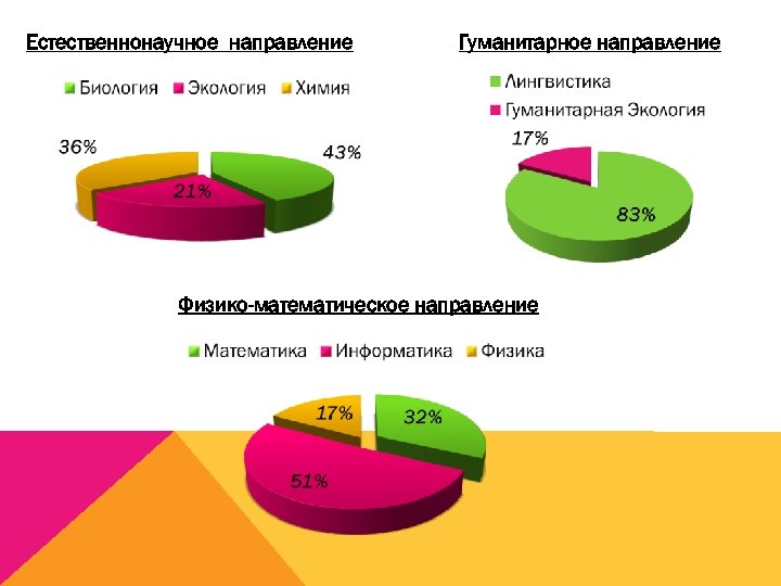 Естественнонаучное направление Гуманитарное направление Физико-математическое направление 