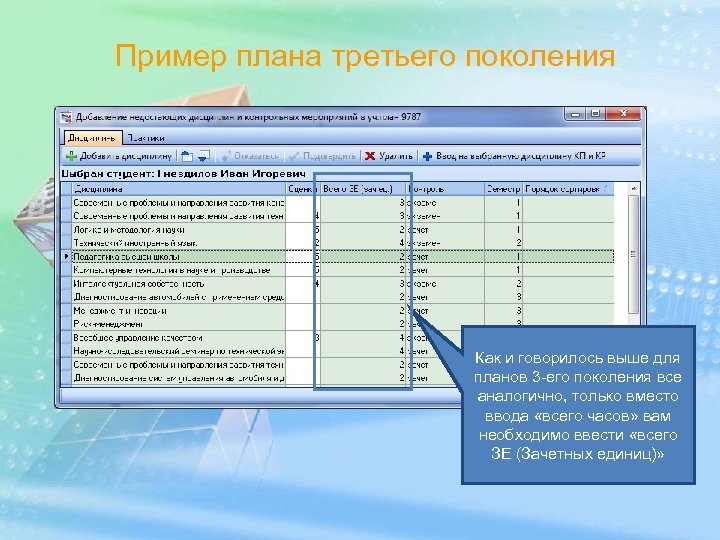 Пример плана третьего поколения Как и говорилось выше для планов 3 -его поколения все