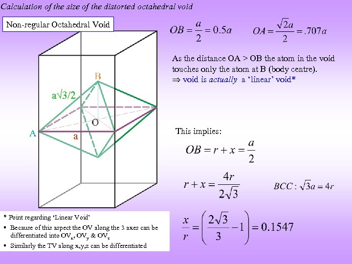 Calculation of the size of the distorted octahedral void Non-regular Octahedral Void As the