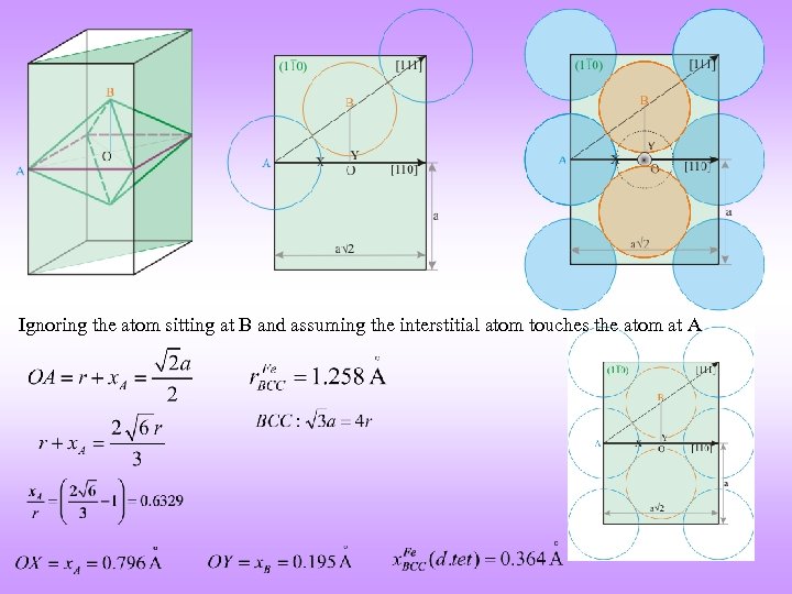 Ignoring the atom sitting at B and assuming the interstitial atom touches the atom