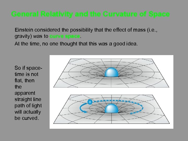 General Relativity and the Curvature of Space Einstein considered the possibility that the effect