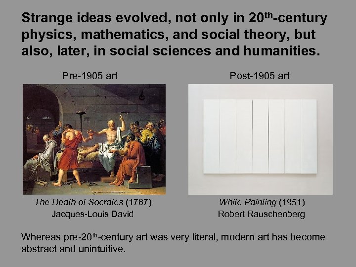 Strange ideas evolved, not only in 20 th-century physics, mathematics, and social theory, but