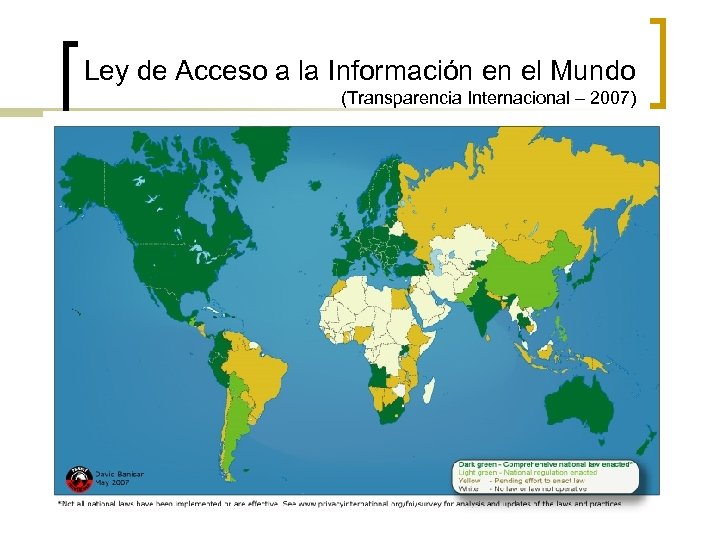 Ley de Acceso a la Información en el Mundo (Transparencia Internacional – 2007) 