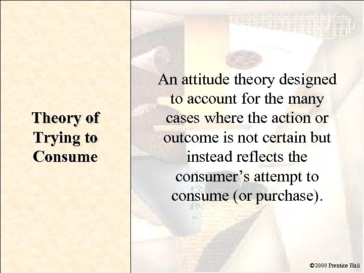Theory of Trying to Consume An attitude theory designed to account for the many