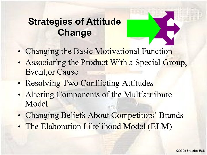 Strategies of Attitude Change • Changing the Basic Motivational Function • Associating the Product