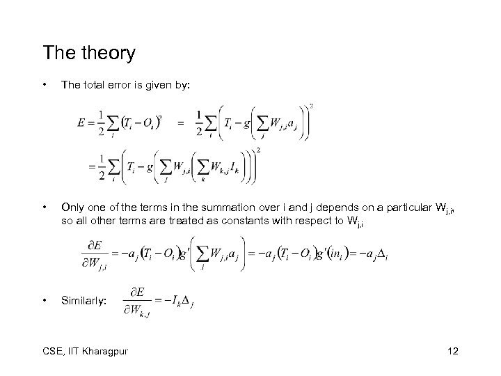 The theory • The total error is given by: • Only one of the