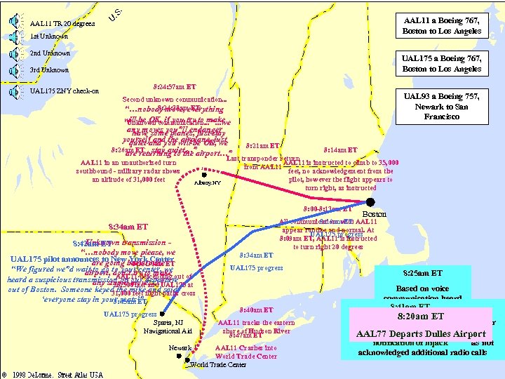AAL 11 a Boeing 767, Boston to Los Angeles AAL 11 TR 20 degrees