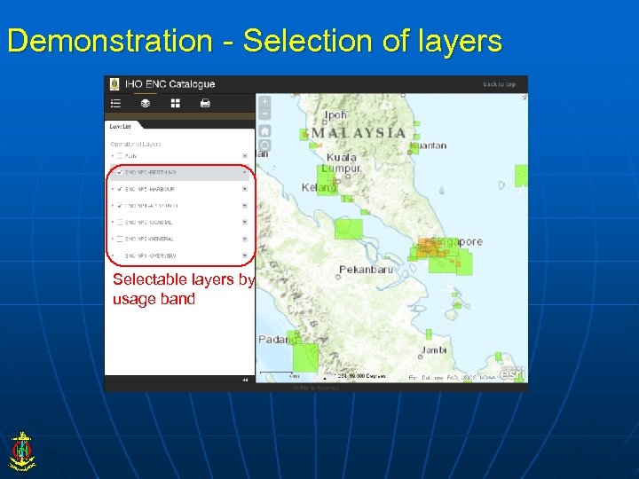 Demonstration - Selection of layers Selectable layers by usage band 