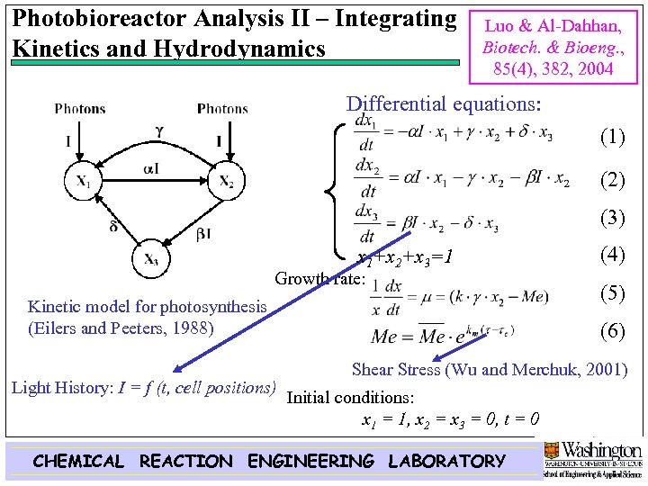 Photobioreactor Analysis II – Integrating Kinetics and Hydrodynamics Luo & Al-Dahhan, Biotech. & Bioeng.