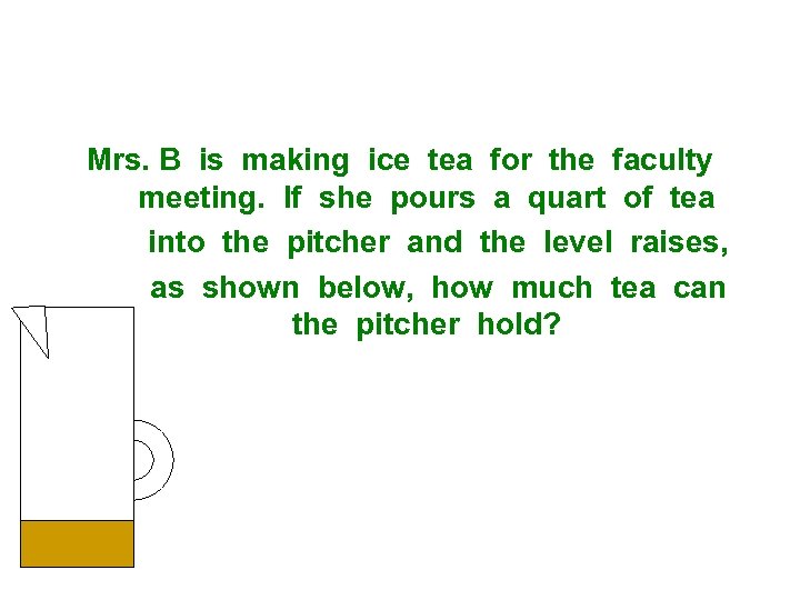 Mrs. B is making ice tea for the faculty meeting. If she pours a