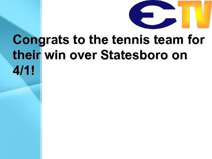 Congrats to the tennis team for their win over Statesboro on 4/1! 