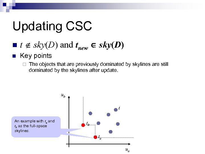 Updating CSC n t sky(D) and tnew sky(D) n Key points ¨ The objects