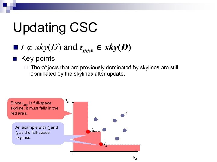 Updating CSC n t sky(D) and tnew sky(D) n Key points ¨ The objects