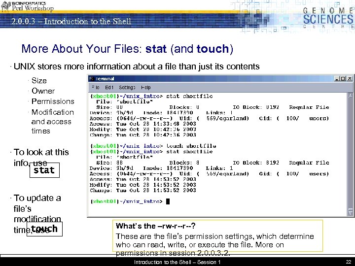 2. 0. 0. 3 – Introduction to the Shell More About Your Files: stat