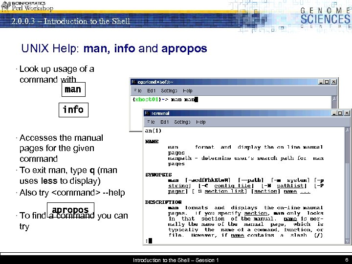 2. 0. 0. 3 – Introduction to the Shell UNIX Help: man, info and