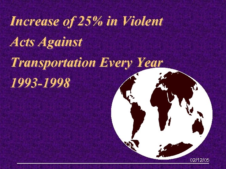 Increase of 25% in Violent Acts Against Transportation Every Year 1993 -1998 02/12/05 