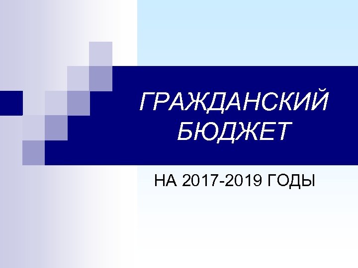 ГРАЖДАНСКИЙ БЮДЖЕТ НА 2017 -2019 ГОДЫ 