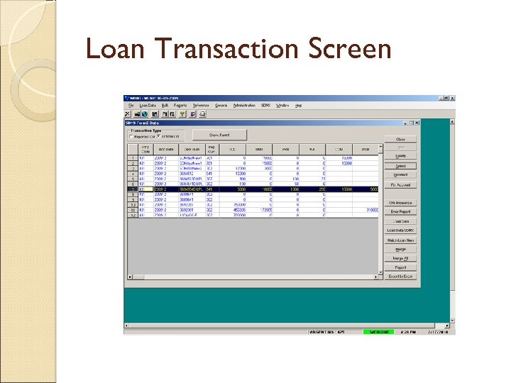 Loan Transaction Screen 