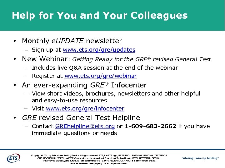 Help for You and Your Colleagues • Monthly e. UPDATE newsletter – Sign up