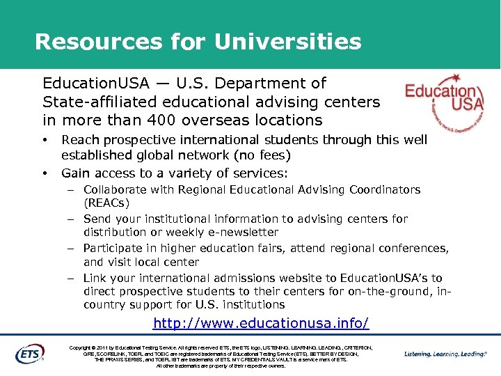 Resources for Universities Education. USA — U. S. Department of State-affiliated educational advising centers
