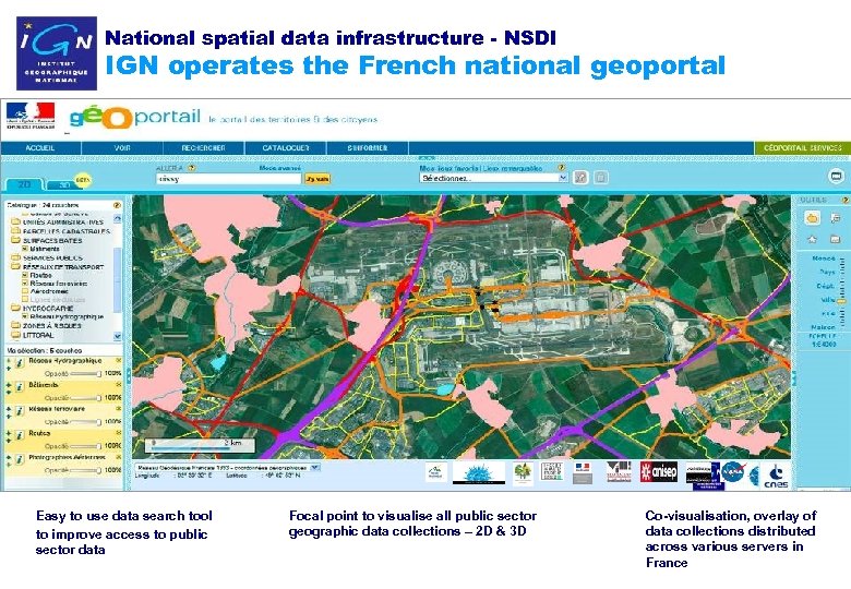 National spatial data infrastructure - NSDI IGN operates the French national geoportal Easy to