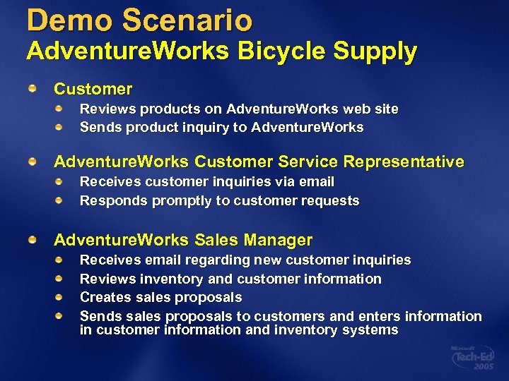 Demo Scenario Adventure. Works Bicycle Supply Customer Reviews products on Adventure. Works web site