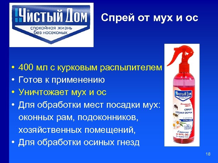 Cпрей от мух и ос • • 400 мл с курковым распылителем Готов к