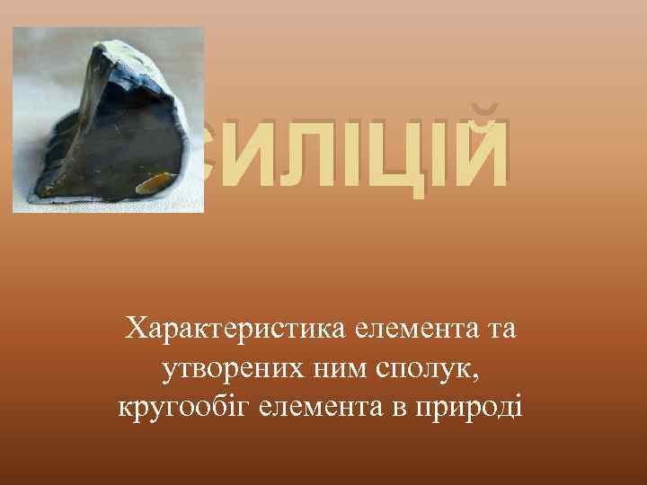 СИЛІЦІЙ Характеристика елемента та утворених ним сполук, кругообіг елемента в природі 