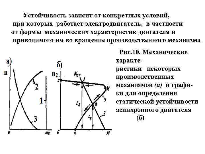  Устойчивость зависит от конкретных условий, при которых работает электродвигатель, в частности от формы
