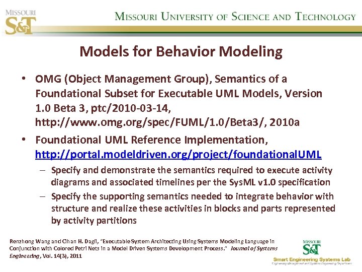 Models for Behavior Modeling • OMG (Object Management Group), Semantics of a Foundational Subset