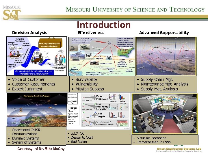 Decision Analysis • Voice of Customer • Customer Requirements • Expert Judgment • •