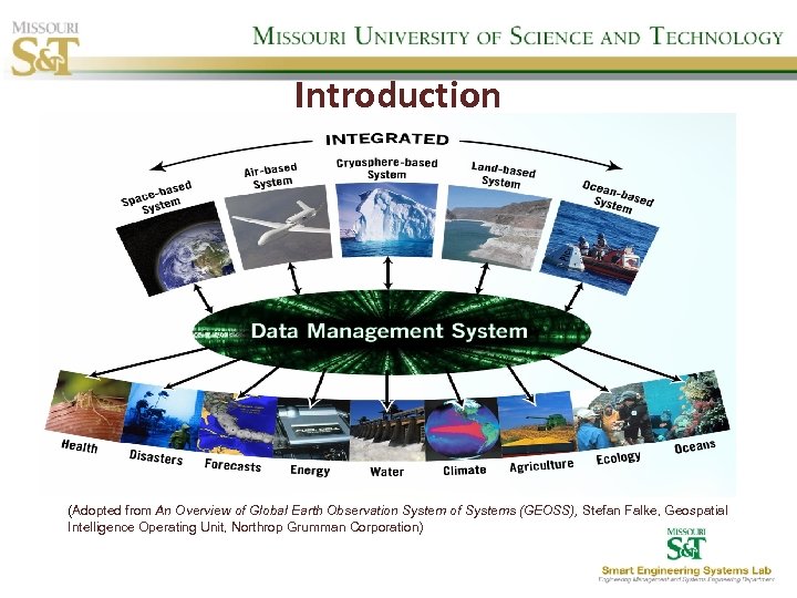 Introduction (Adopted from An Overview of Global Earth Observation System of Systems (GEOSS), Stefan