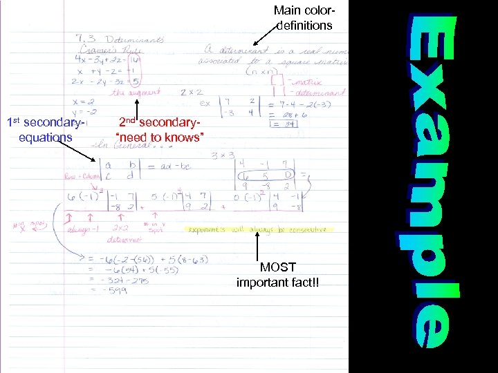 Main colordefinitions 1 st secondaryequations 2 nd secondary“need to knows” MOST important fact!! 
