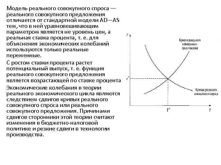 Модель реального совокупного спроса — реального совокупного предложения отличается от стандартной модели AD—AS тем,