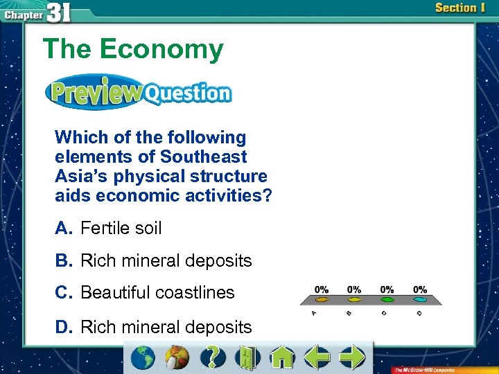 The Economy Which of the following elements of Southeast Asia’s physical structure aids economic