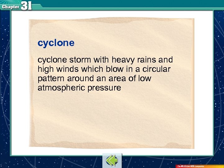 cyclone storm with heavy rains and high winds which blow in a circular pattern