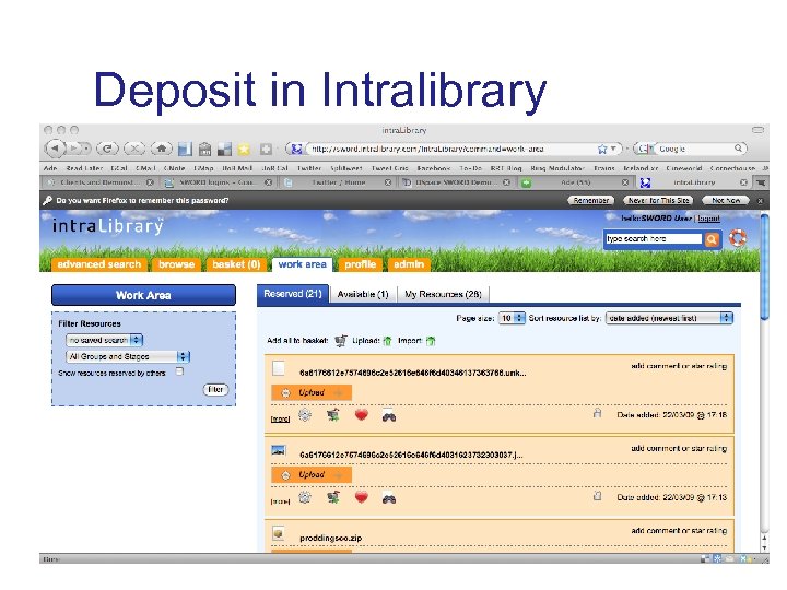 Deposit in Intralibrary 