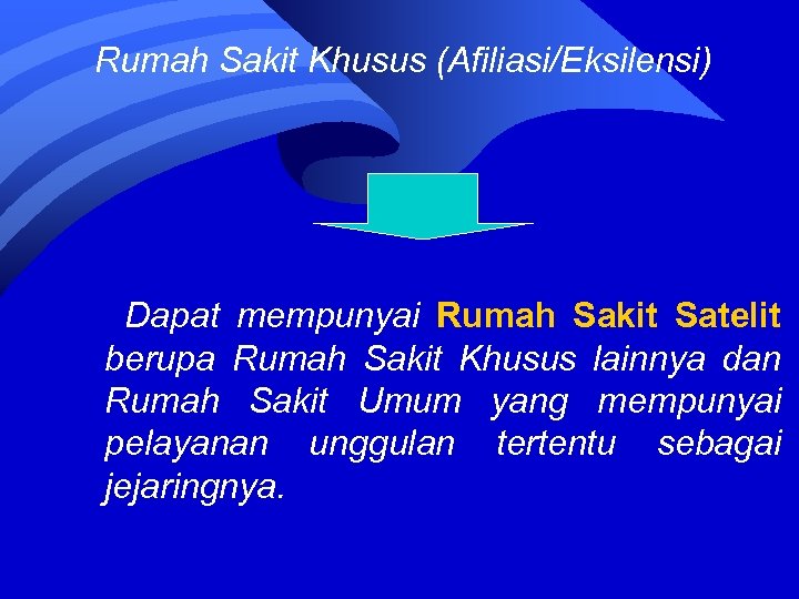 Rumah Sakit Khusus (Afiliasi/Eksilensi) Dapat mempunyai Rumah Sakit Satelit berupa Rumah Sakit Khusus lainnya