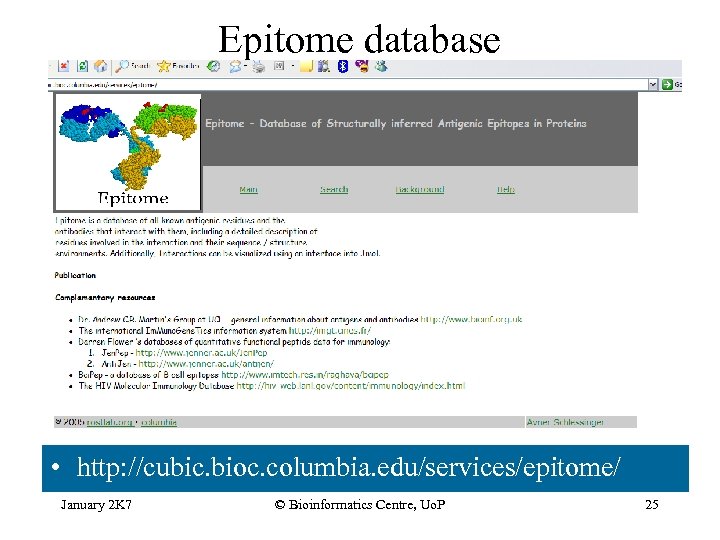 Epitome database • http: //cubic. bioc. columbia. edu/services/epitome/ January 2 K 7 © Bioinformatics