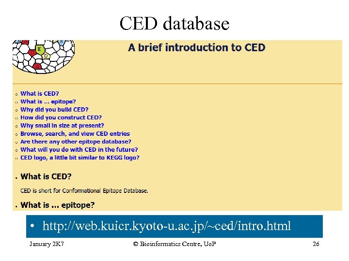 CED database • http: //web. kuicr. kyoto-u. ac. jp/~ced/intro. html January 2 K 7