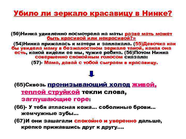 Убило ли зеркало красавицу в Нинке? (50)Нинка удивленно посмотрела на мать: разве мать может