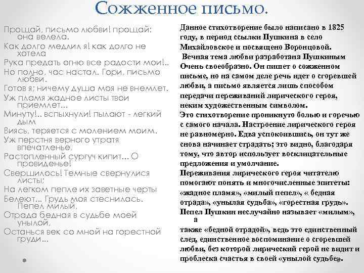 Сожженное письмо. Прощай, письмо любви! прощай: она велела. Как долго медлил я! как долго