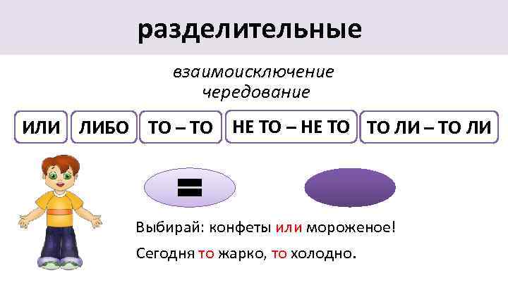 разделительные взаимоисключение чередование ИЛИ ЛИБО ТО – ТО НЕ ТО – НЕ ТО ТО
