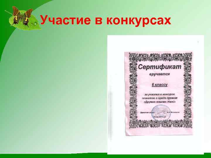 Участие в конкурсах 