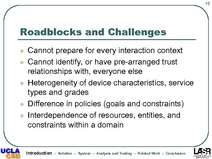 10 Roadblocks and Challenges l l l Cannot prepare for every interaction context Cannot