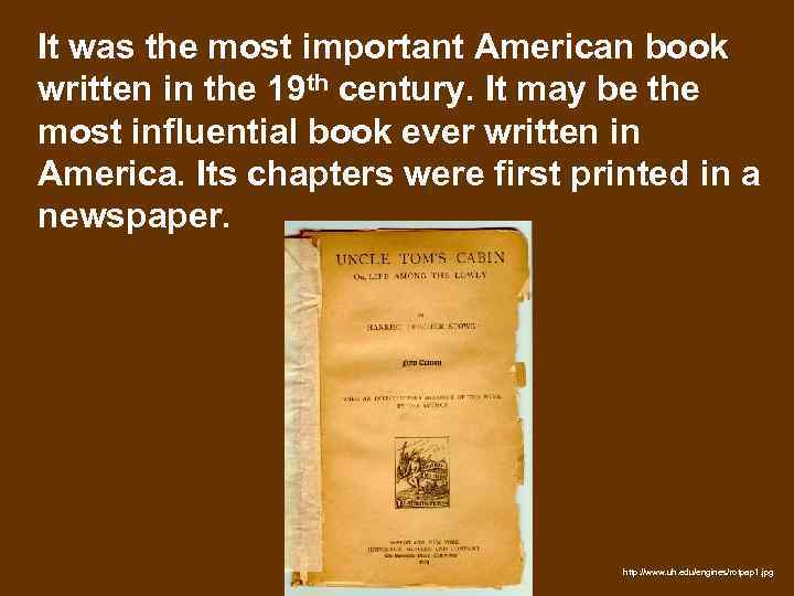 It was the most important American book written in the 19 th century. It