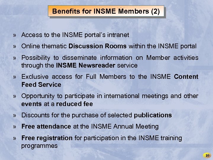 INSME – International Network for SMEs Benefits for INSME Members (2) » Access to