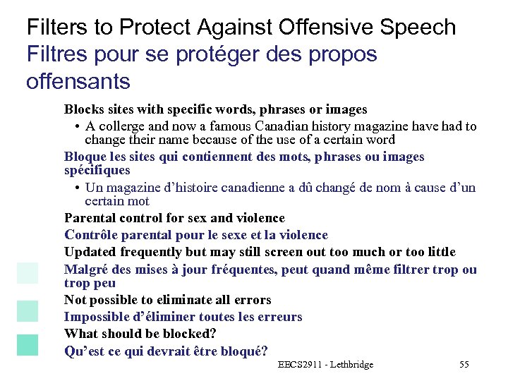 Filters to Protect Against Offensive Speech Filtres pour se protéger des propos offensants Blocks
